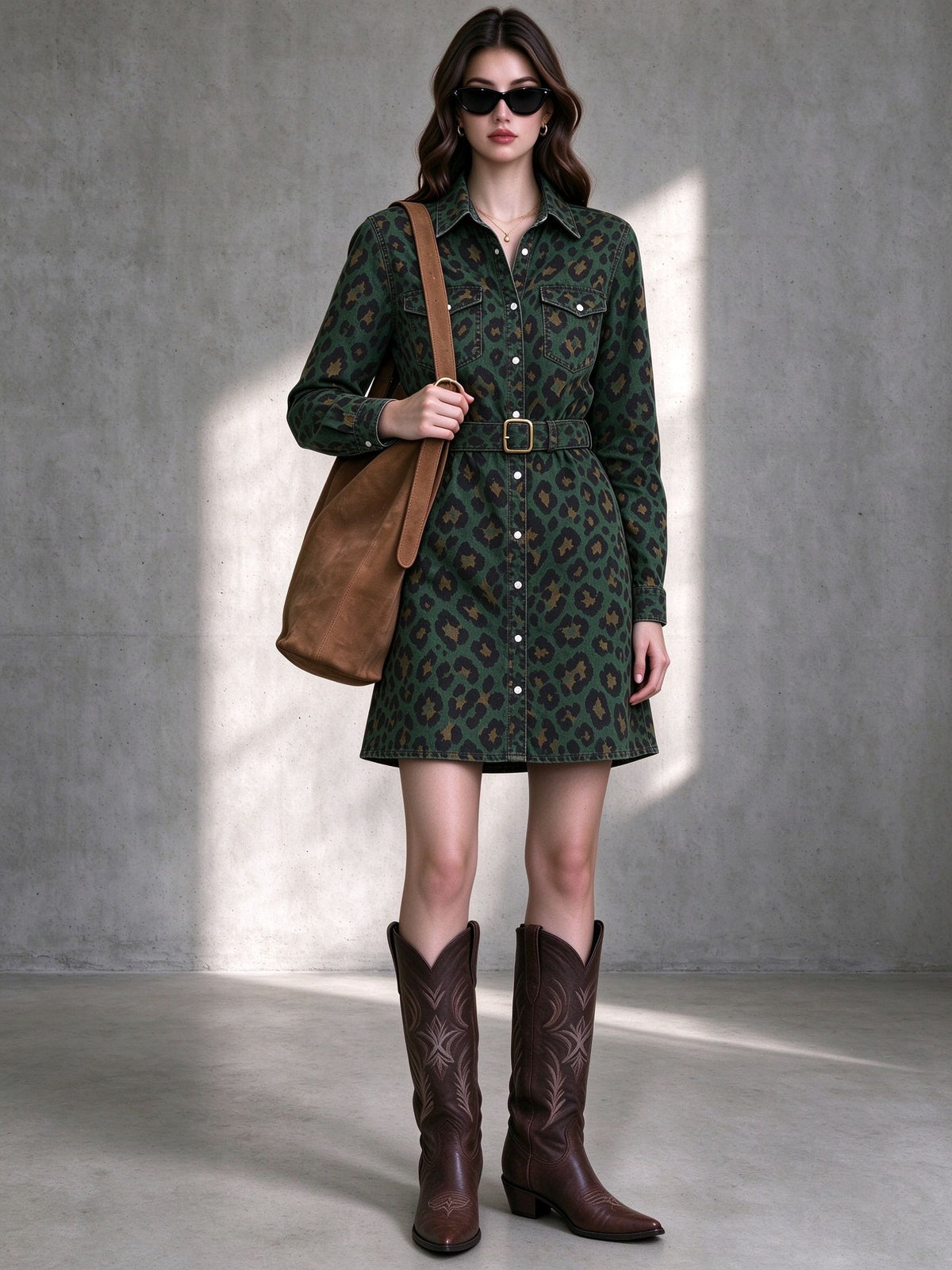Ranch Reckoning Belted Shirt Dress