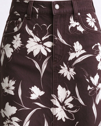 Rodeo Wildflower Bloom Ankle-Length Denim Skirt