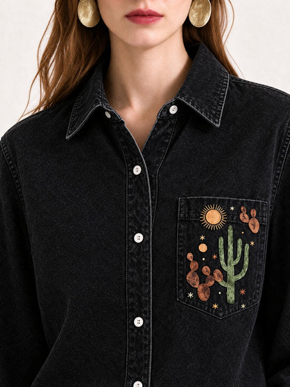 Prairie Daisy Trail Long Sleeve Denim Shirt