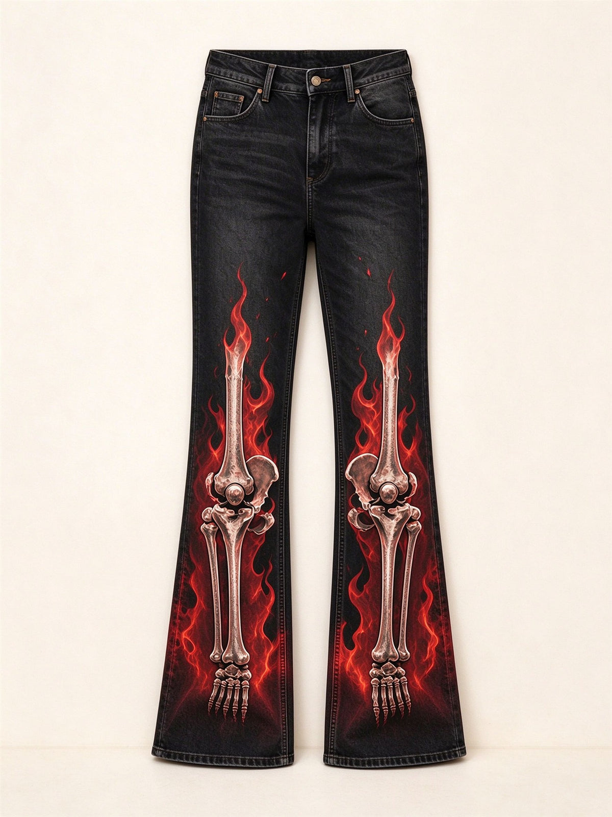Flame Bone Bootcut Jeans