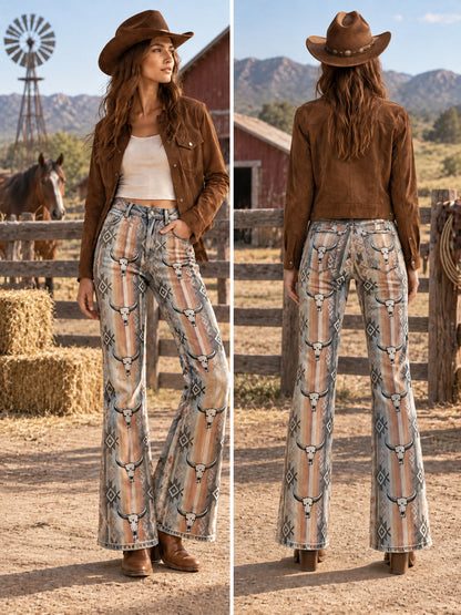 Longhorn Mirage Bootcut Jeans – Back View – Riley – Beige
