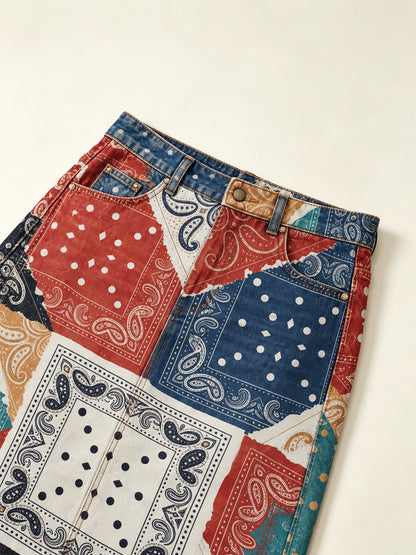 Tooled Concho Heritage Ankle-Length Denim Skirt