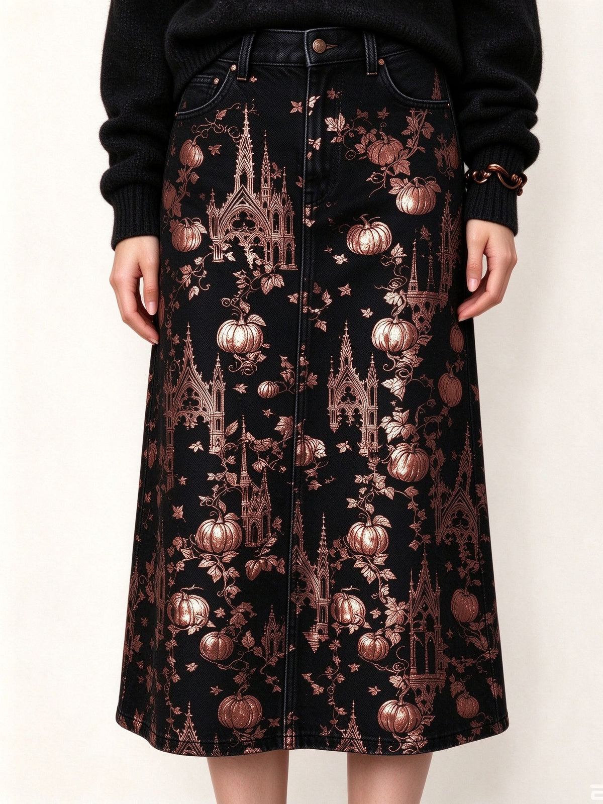 Harvest Castle Ankle-Length Denim Skirt