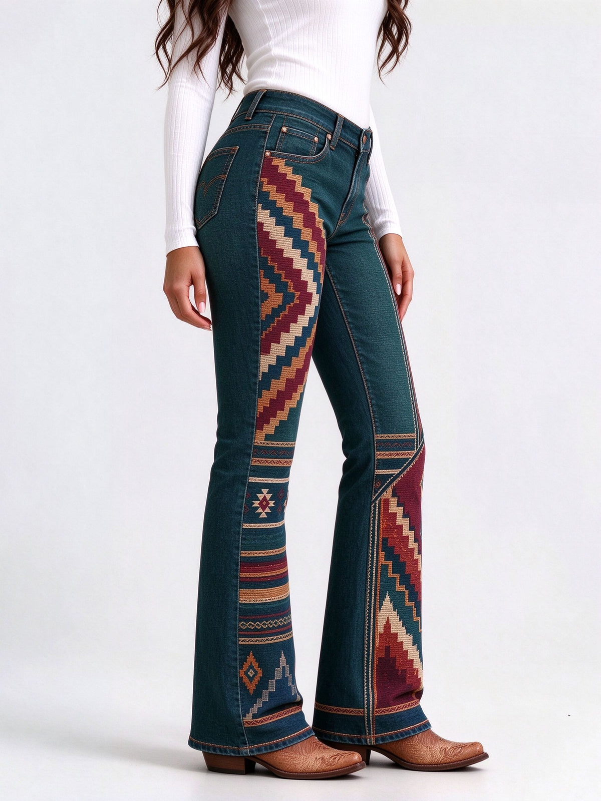 Aztec Canyon Serape Low-Rise Bootcut Jeans