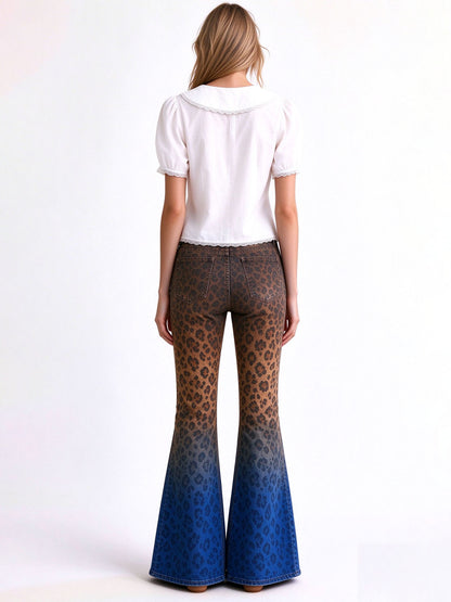 Rodeo Leopard Fade Flare Jeans
