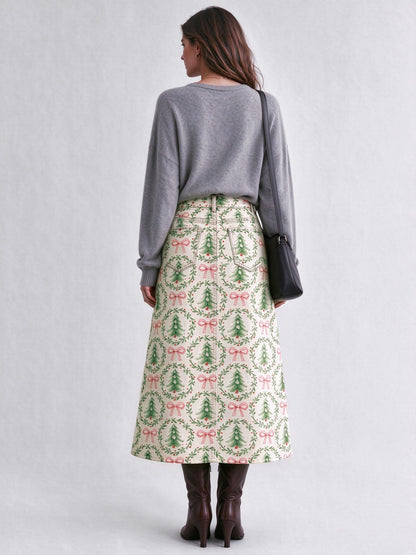 Ranch Wreath Roundup Ankle-Length Denim Skirt