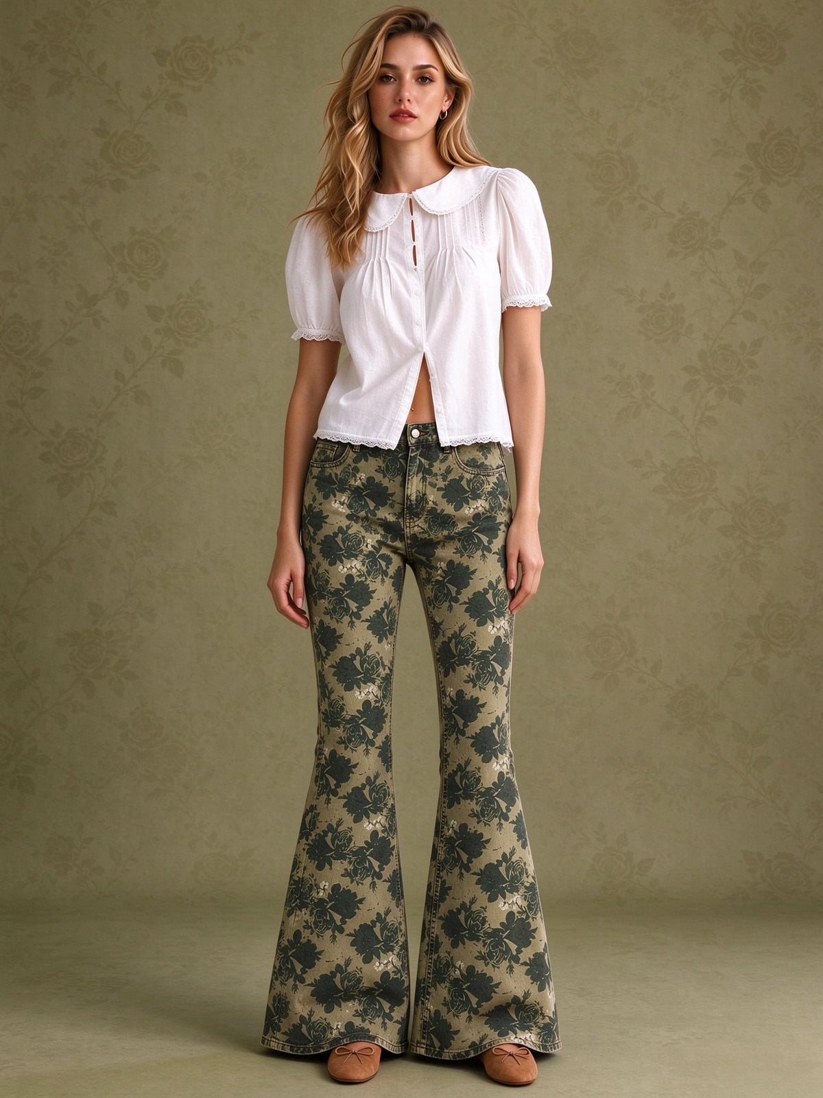 Prairie Sage Bloom Flare Jeans
