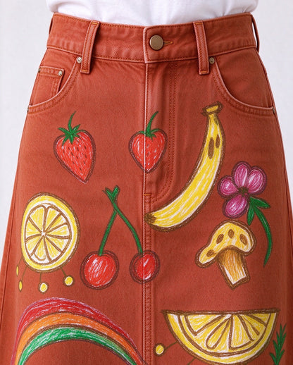 Ranch Harvest Ankle-Length Denim Skirt