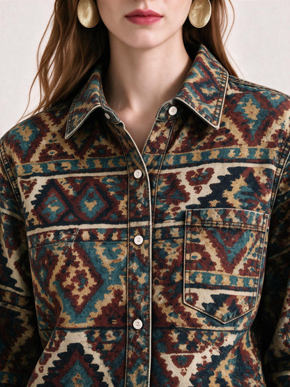 Wild Stripe Rodeo Long Sleeve Denim Shirt