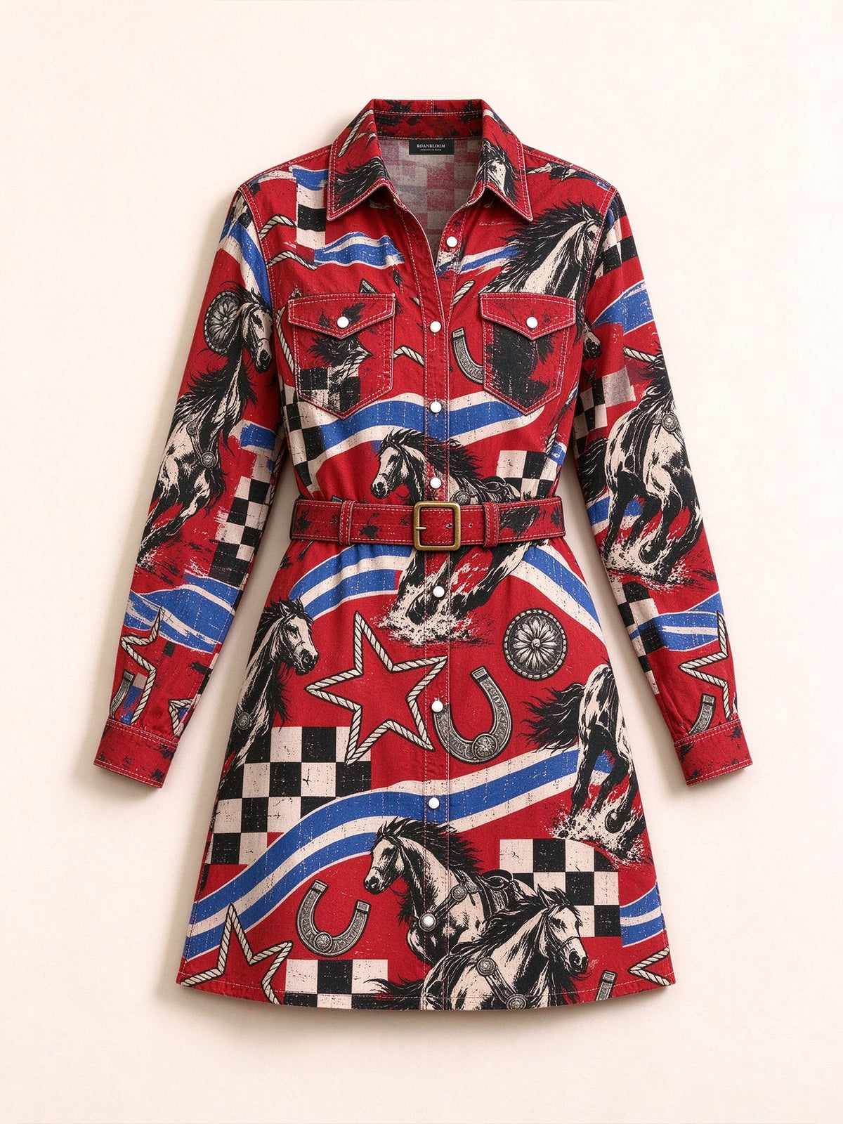 Rodeo Stars Belted Shirt Dress