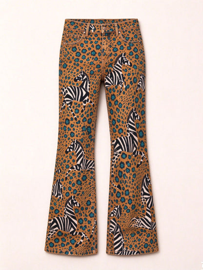 Savanna Zebra Flare Jeans