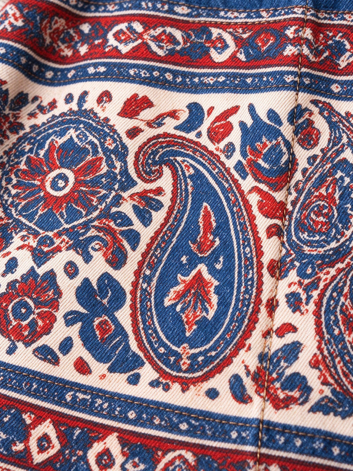 Prairie Paisley Band Denim Midi Skirt