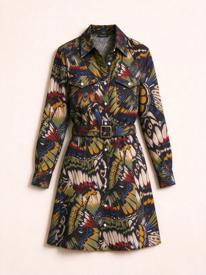 Butterfly Canyon Belted Shirt Dress