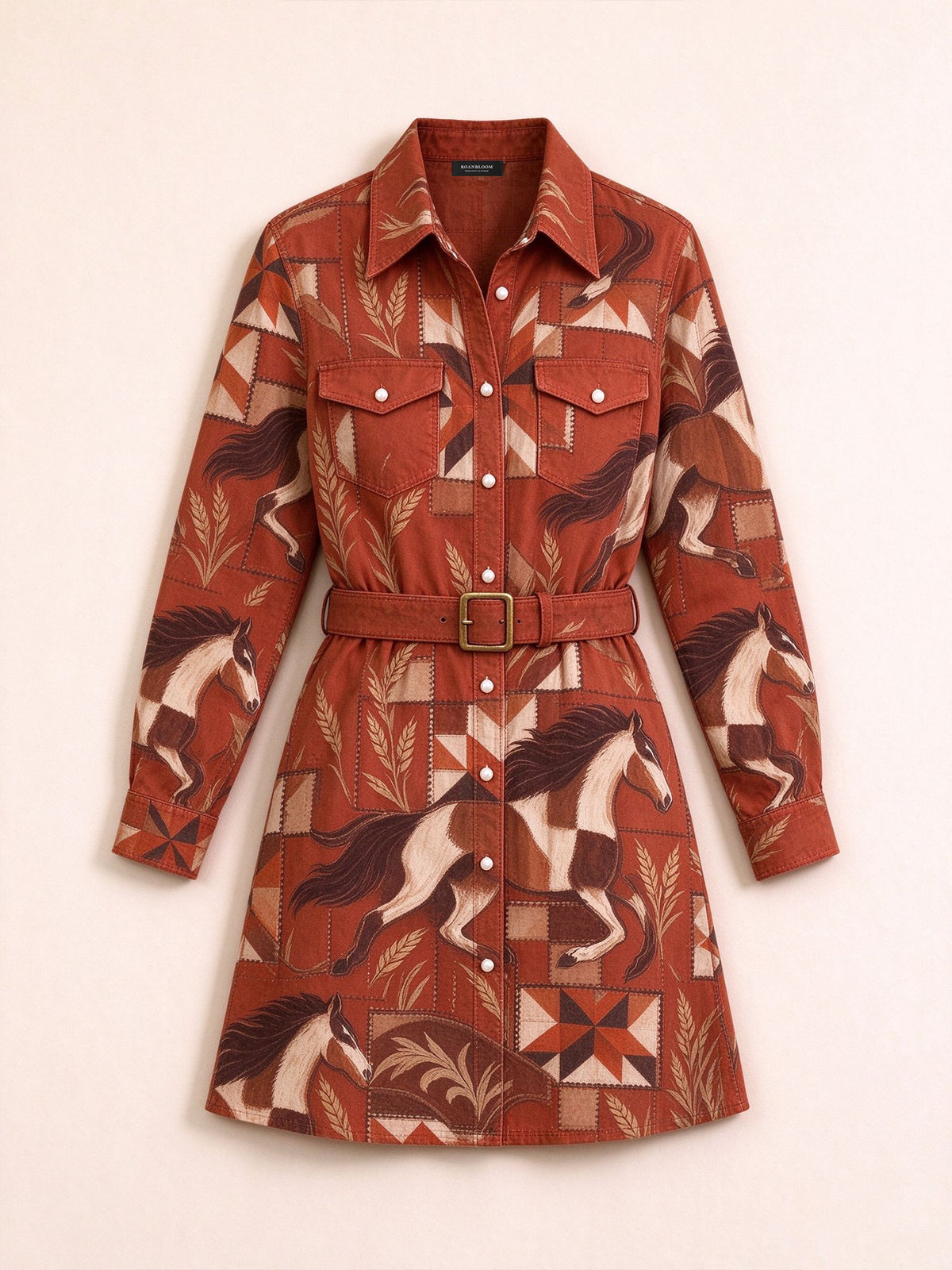 Sunset Mesa Belted Shirt Dress