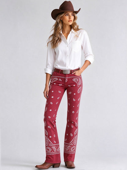 Rodeo Rose Bandana Low-Rise Bootcut Jeans
