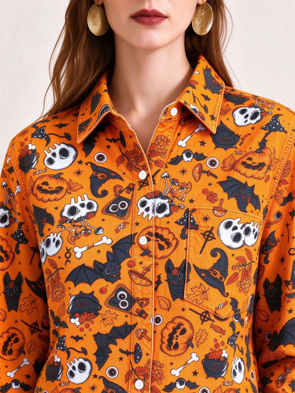 Halloween Harvest Long Sleeve Denim Shirt