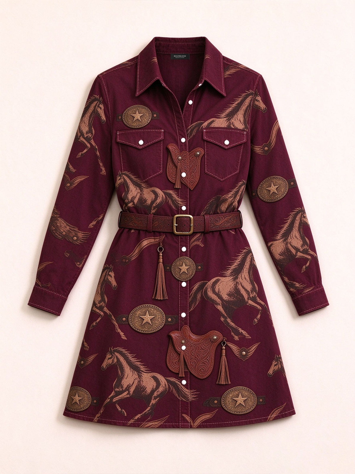 Crimson Lasso Belted Shirt Dress