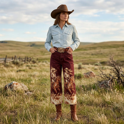 Rider's Mirage Wide-Leg Cropped Pants