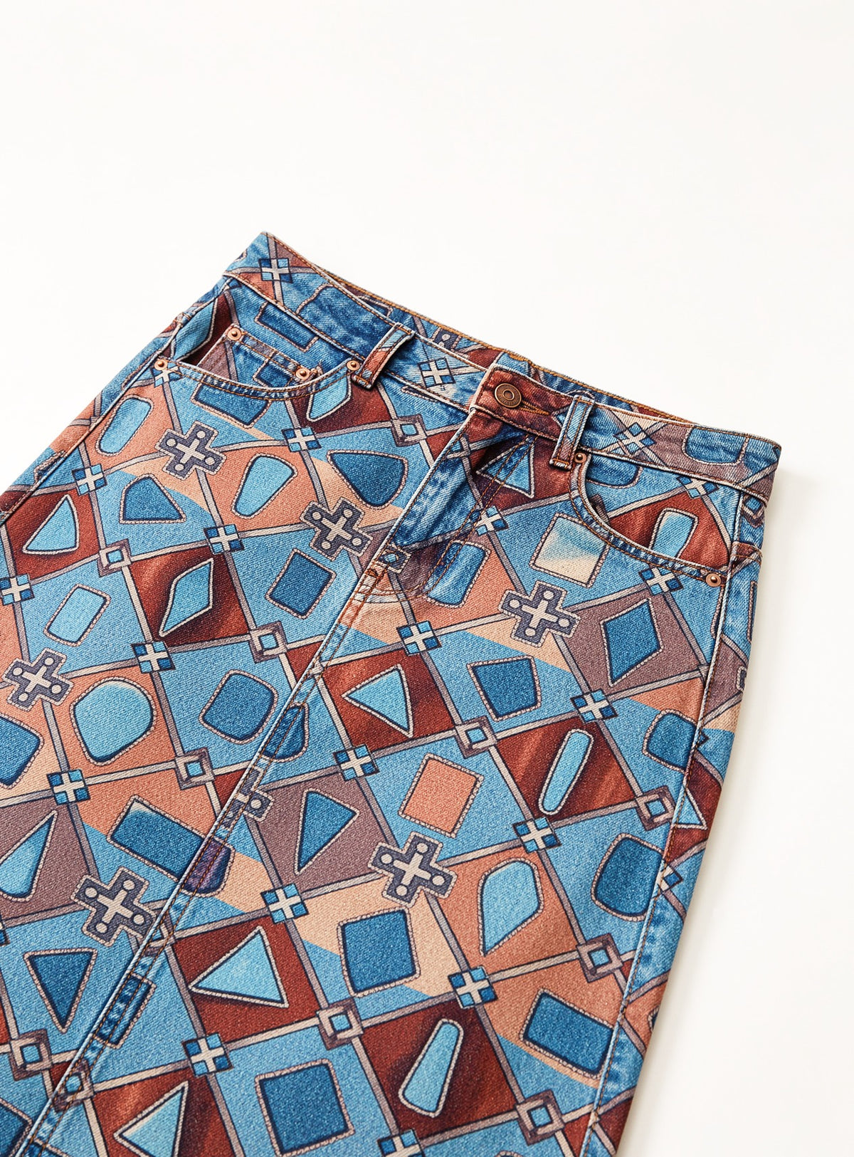 Desert Horseshoe Ranch Ankle-Length Denim Skirt