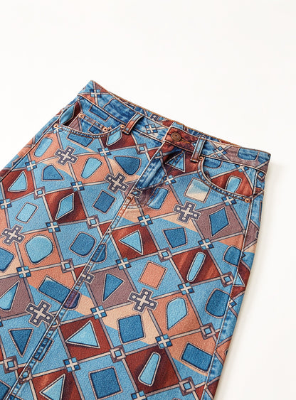 Desert Horseshoe Ranch Ankle-Length Denim Skirt