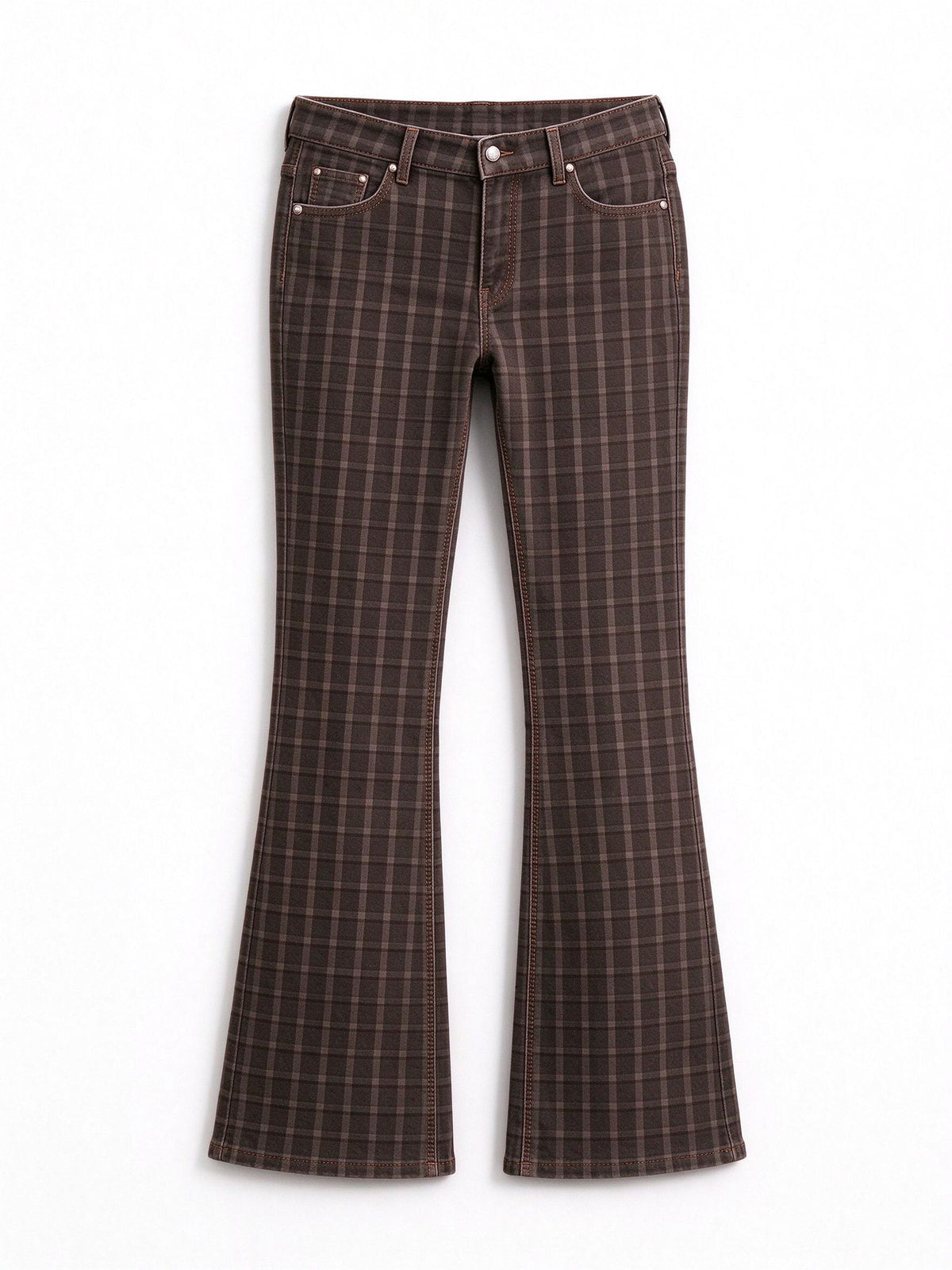 Dusty Trail Check Low-Rise Bootcut Jeans