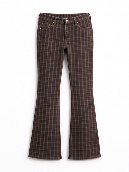 Dusty Trail Check Low-Rise Bootcut Jeans