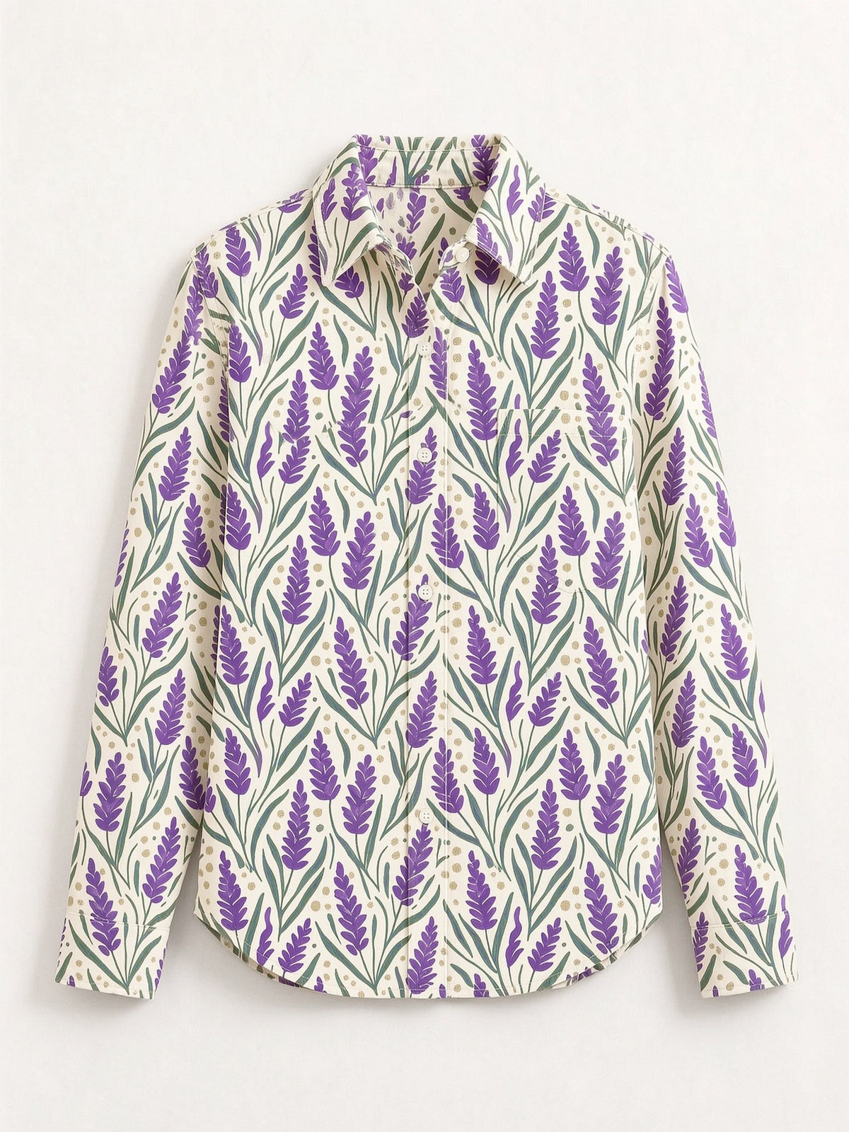 Western Lavender Trail Long Sleeve Denim Shirt