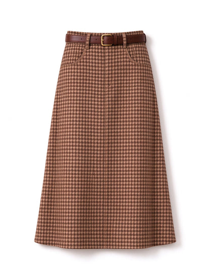 Prairie Dust Check Ankle-Length Denim Skirt