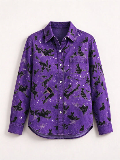Witch's Flight Long Sleeve Denim Shirt