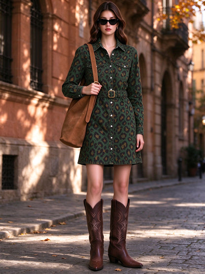 Ranch Reckoning Belted Shirt Dress