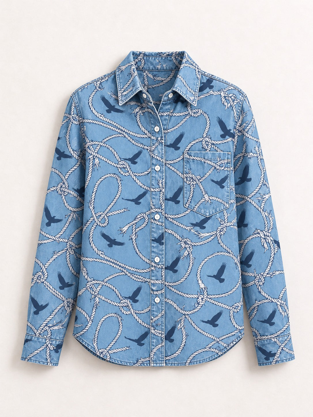 Bluebonnet Lasso Trail Long Sleeve Denim Shirt