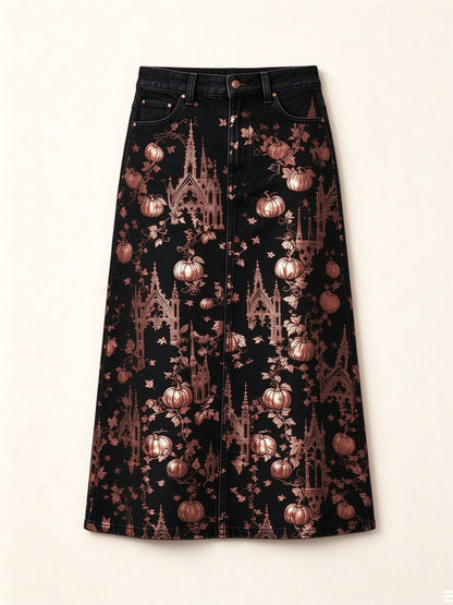 Harvest Castle Ankle-Length Denim Skirt