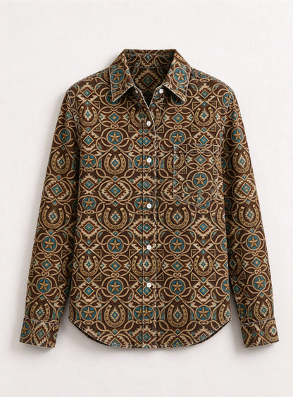 Desert Horseshoe Ranch Long Sleeve Denim Shirt