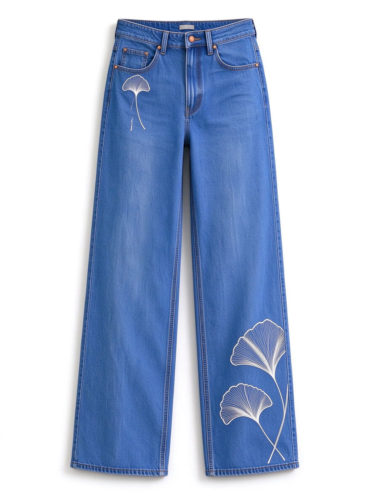 Desert Sage Fans High-Rise Straight-Leg Jeans