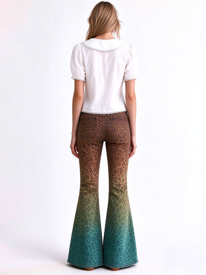 Sagebrush Cheetah Fade Flare Jeans