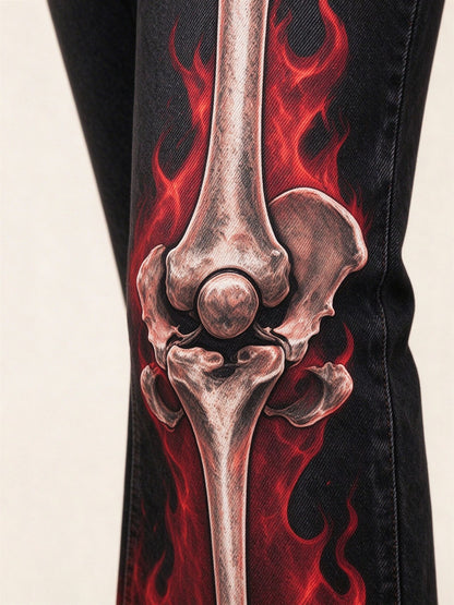 Flame Bone Bootcut Jeans