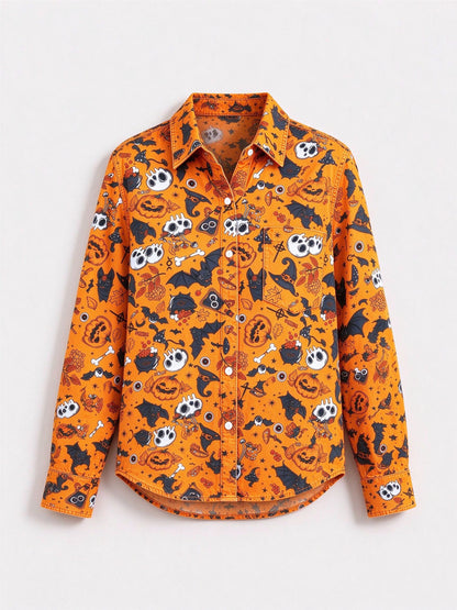 Halloween Harvest Long Sleeve Denim Shirt