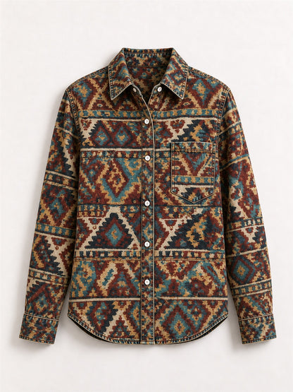 Wild Stripe Rodeo Long Sleeve Denim Shirt