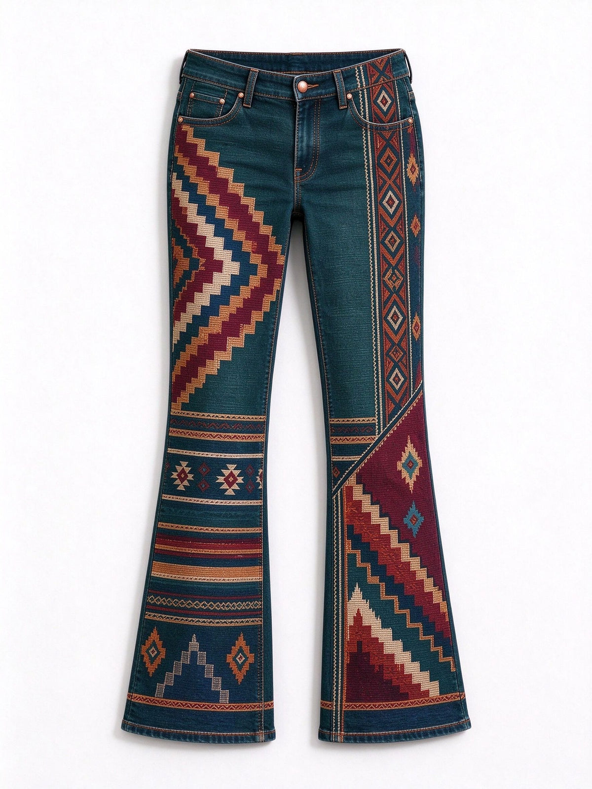 Aztec Canyon Serape Low-Rise Bootcut Jeans
