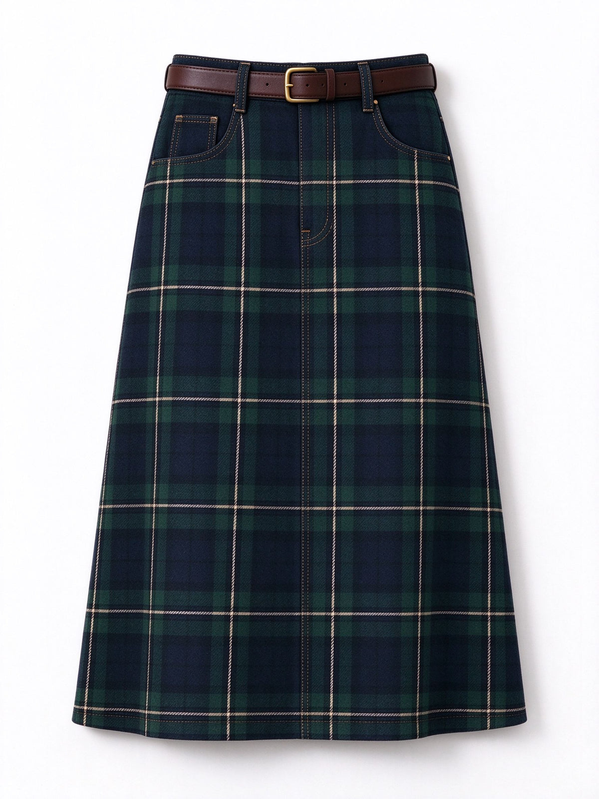 Ranchland Tartan Ankle-Length Denim Skirt