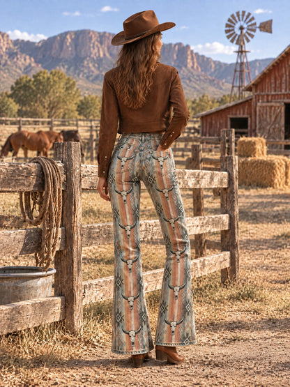 Longhorn Mirage Bootcut Jeans – Back View – Riley – Beige