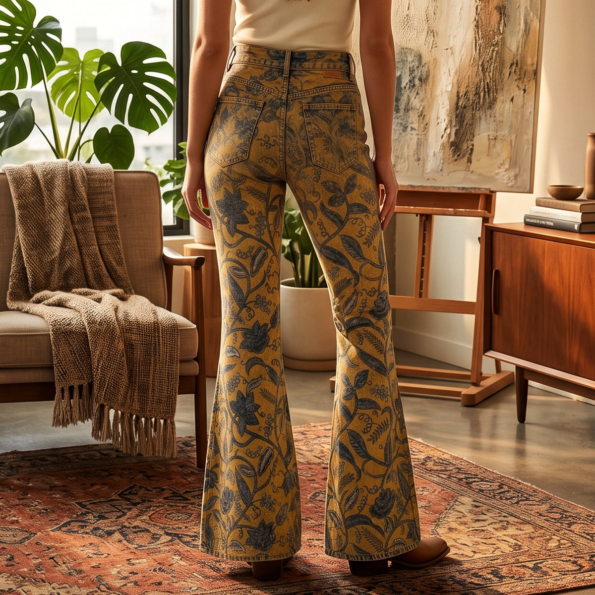 Prairie Bloom Mustard Flare Jeans