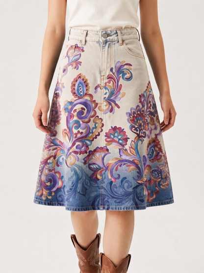 Lariat Thistle Light 2 RB-SKT03 – Front View – Riley – light wash denim with gradient blue hem