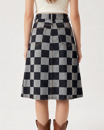 Checkered Cowgirl RB-SKT03 – Back View – Riley – Dark Indigo