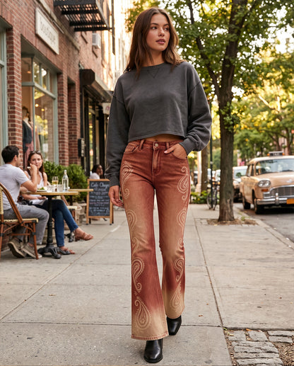 Prairie Whirl Rust Bootcut Jeans