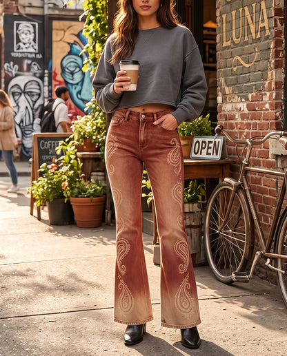 Prairie Whirl Rust Bootcut Jeans