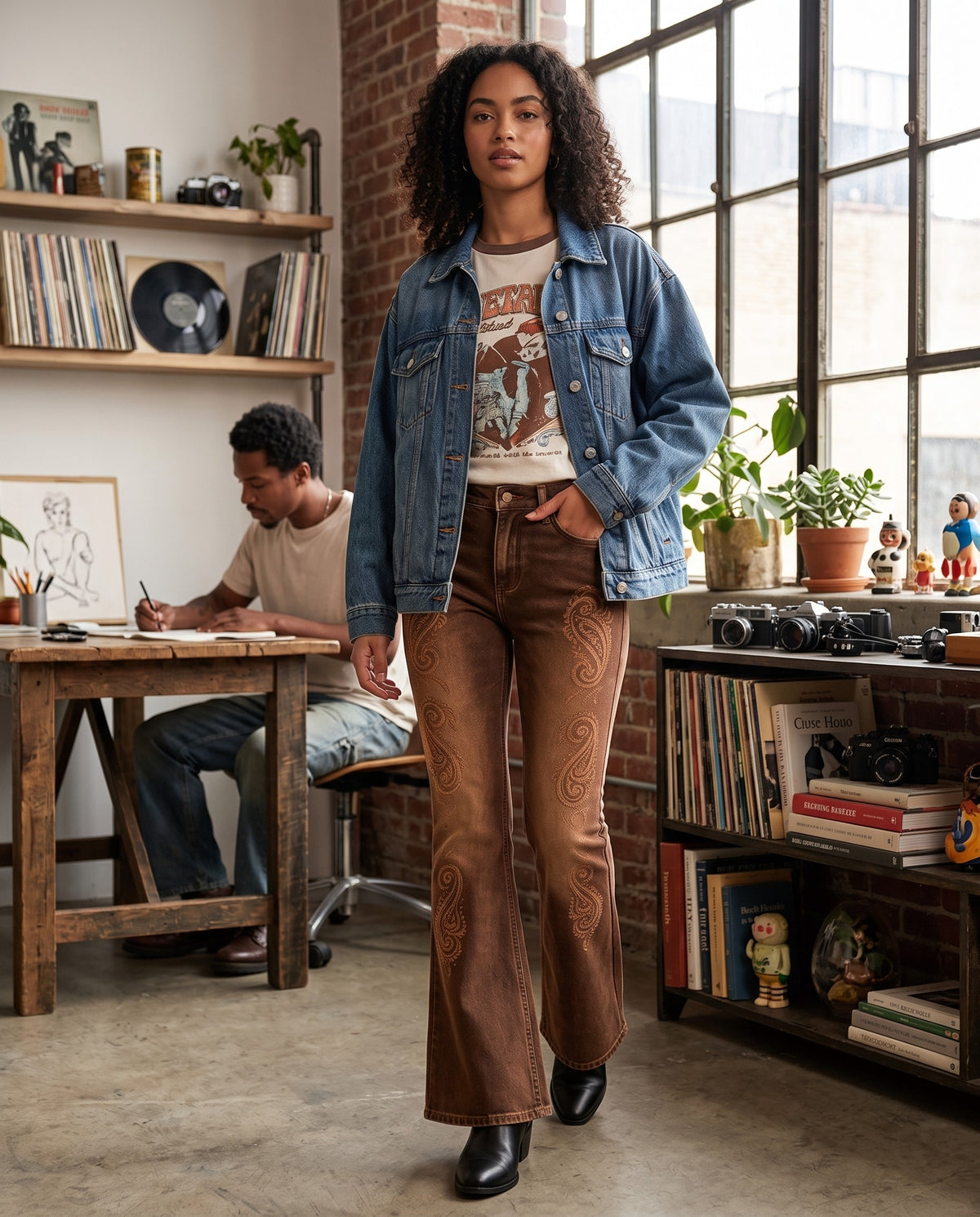 Prairie Whirl Brown Bootcut Jeans