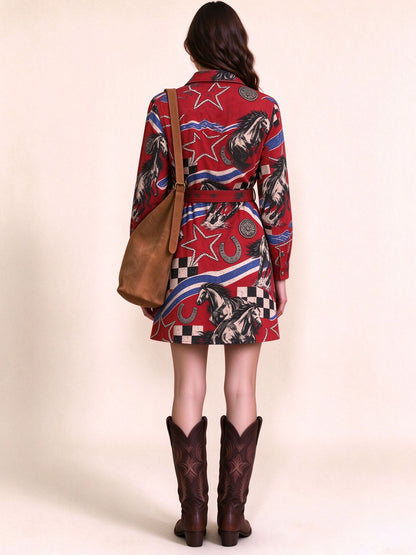 Rodeo Stars Belted Shirt Dress