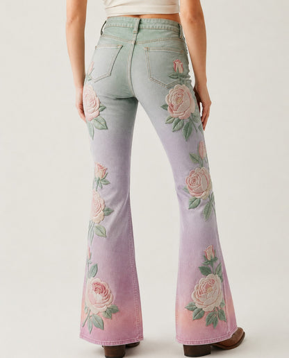 Prairie Rose Bootcut Jeans – Back View – Riley – mint, lavender, pink