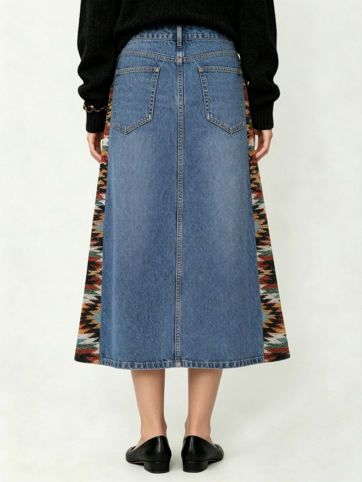 Cowboy Bandana Patchwork Ankle-Length Denim Skirt